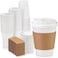 Fit Meal Prep 50 Pack 12 oz Disposable Coffee Cups with Lids, Sleeves, Leak-Proof To Go Coffee Cups with Lids, Durable Hot Paper Cups for Home, Office, Party, Business