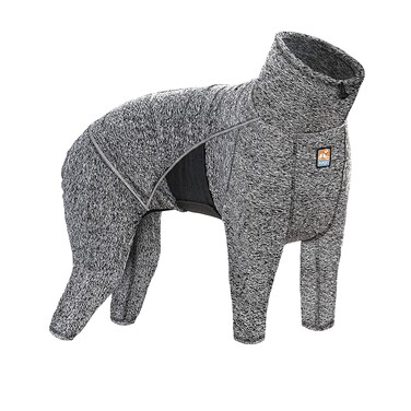 Kurgo Dog Onesie Body Warmer, Bodysuit for Dogs, Recovery Suit, Pet Pajamas, Reduce Anxiety, Contains Shedding, Leash Opening, Reflective, Stowe Base Layer, Heather Black/Grey (Large)