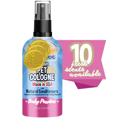 Bodhi Dog Natural Dog Cologne   Premium Scented Deodorizing Body Spray for Dogs &amp; Cats   Dog Perfume w/Natural Dog Conditioner (Baby Powder, 4 Fl Oz)