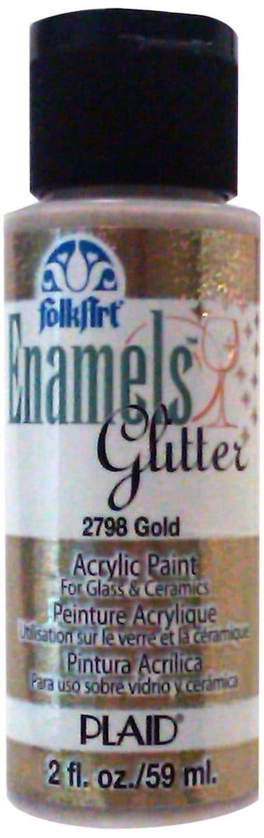 FolkArt Enamel Glitter and Metallic Paint in Assorted Colors (2 oz), 2798, Glitter Gold