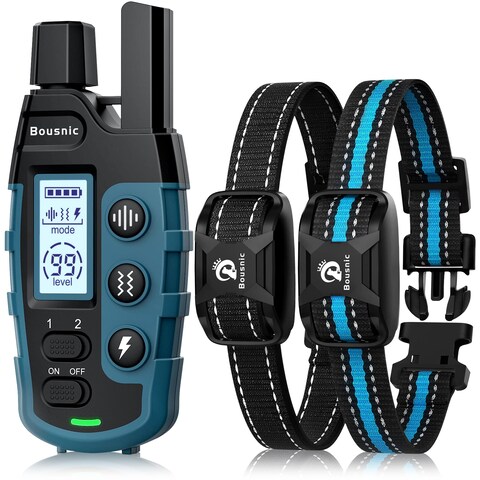 BOUSNIC Dog Shock Collar 2 Dogs (5-120Lbs) - 3300 ft Waterproof Training Collar for Dogs Large Medium Small with Rechargeable Remote, Beep (1-8) Vibration (1-16) and Humane Shock (1-99) Modes