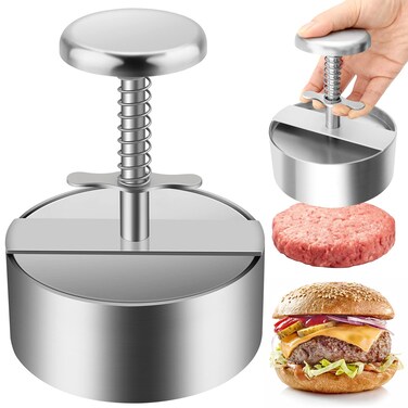 TIANTOU Burger Press, Stainless Steel Adjustable Hamburger Meat Press, Non Stick Patty Making molds are Suitable for Beef, Vegetables, Burgers and Cooking,BPA Free - Ideal for BBQ, Silver