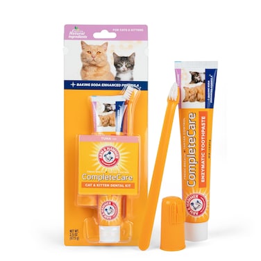 Arm &amp; Hammer for Pets Complete Care Cat &amp; Kitten Dental Kit   Includes 2.5 oz Tuna Flavor Enzymatic Cat Toothpaste, Cat Toothbrush, and Rubber Finger Brush for Cats