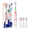 SEAGO Kids Electric Toothbrush with 2 Mins Timer and 4 Replacement Bursh Heads, Rainbow LED Light Make Brushing Fun, Pink Color Girls Battery Powerd for 4-12 Years Old，SG-977