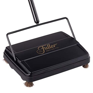 Fuller Brush Electrostatic Carpet &amp; Floor Sweeper with Additional Rubber Rotor - 9&quot; Cleaning Path - Lightweight - Ideal for Crumby &amp; Wet Messes - Works On Carpets &amp; Hard Floor Surfaces (Black)