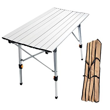 CampLand Aluminum Table Height Adjustable Folding Table Camping Outdoor Lightweight for Camping, Beach, Backyards, BBQ, Party