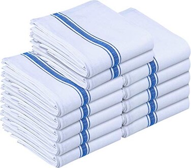 Utopia Towels Blue Dish Towels [12 Pack - 15 x 25 Inches] 100% Ring Spun Cotton Kitchen Towels, Highly Absorbent &amp; Reusable Cleaning Bar and Tea Towels Set
