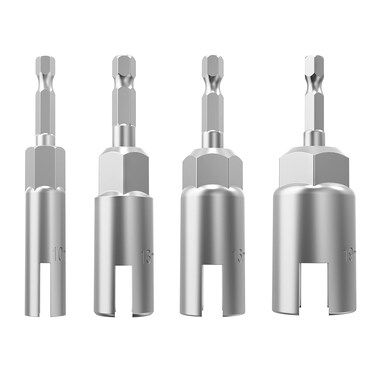 4 Pack（10mm, 13mm, 16mm, 19mm） nut drive socket kit,Slot Wing Nuts Drill Bit Socket Wrenches Tools Set,For Hexagonal Shank Steel Drill Bit, For Screw Hole, C-hook Bolt, Q-Hanger