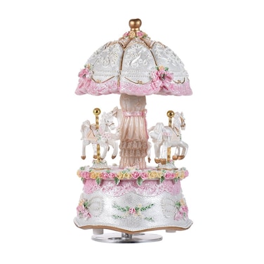 Musfunny Carousel Music Box, Wind Up Musical Boxes with Horses Color Change LED Luminous Light for Daughter Birthday Valentine Gift Castle in The Sky
