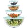 Glass Mixing Bowl Set with Airtight Lids for Kitchen Baking Prepping, Serving, Cooking 0.6QT, 1.1QT, 2.2QT, 4QT Salad Bowl Set with Lids, Dishwasher and Microwavable Safe