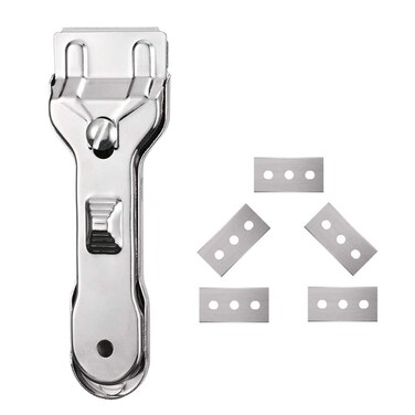 Glass Scraper - Genuine Quality Halogen &amp; Ceramic Hob Scraper Non Scratch, Suitable for Glass Ceramic and Induction Cooktops (1 x Glass Scraper &amp; 5 x Blades)