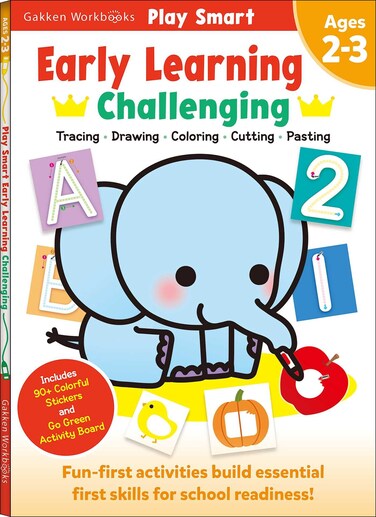 Play Smart Early Learning: Pre-k Activity Workbook : Learn Essential First Skills: Tracing, Coloring, Shapes, Cutting, Drawing, Picture Puzzles, Numbers, Letters; Go-green Activity-board