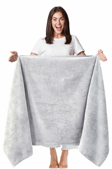 TEXTILOM 100% Turkish Cotton Oversized Luxury Bath Sheets, Jumbo &amp; Extra Large Bath Towels Sheet for Bathroom and Shower with Maximum Softness &amp; Absorbent (40 x 80 inches)- Light Grey