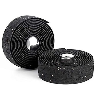 LSSH Bike Handlebar Tapes, Cork Bike Handlebar Tape, Bicycle Bar Tape, Cycling Handle Wraps, EVA Road Bike Handlebar Tape &ndash; 2 Rolls (Black)
