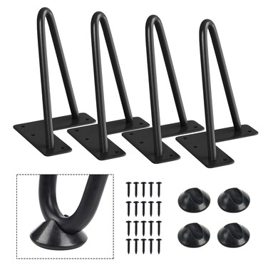 SMARTSTANDARD 6 Inch Heavy Duty Hairpin Furniture Legs, Metal Home DIY Projects for TV Stand, Sofa, Cabinet, etc with Rubber Floor Protectors Black 4PCS