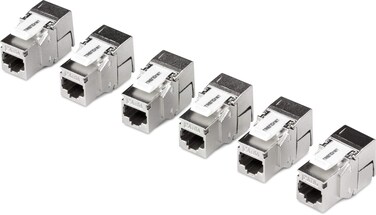 TRENDnet Shielded Cat6A RJ45 Keystone Jack 6-Pack Bundle, Recommended use with TC-KP24S or TC-KP12V (Sold Separately), Silver, TC-K06C6A