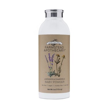 Farmstead Apothecary 100% Natural Baby Powder (Talc-Free) with Organic Tapioca Starch, Organic Chamomile Flowers, Organic Calendula Flowers, Lavender &amp; Chamomile 4 oz