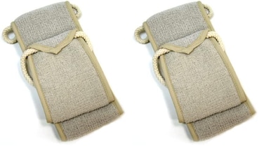 AQUIS Double-Sided Exfoliating &amp; Cleansing Back Scrubber, Fast Drying, Ultra-Durable Microfiber, Linen