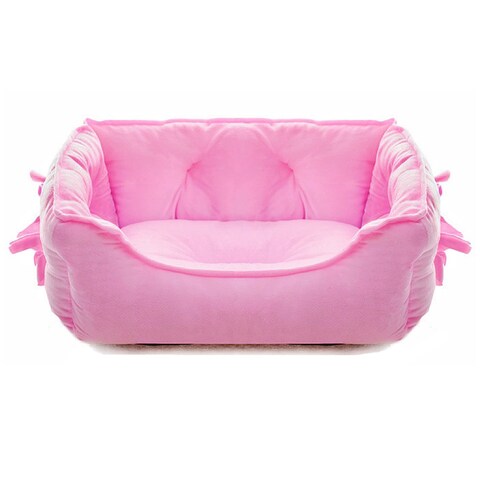 pawstrip Cute Princess Dog Bed, Soft Breathable Bowknot Pet Cat Cushion for Small Dogs, Waterproof Bottom, Self-Warming, Machine Washable (Pink)