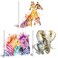 Visual Art Decor Cute Animal Wall Art Zebra Giraffe Elephant Painting Canvas Prints Framed Artwork Nursury Wall Decor Children Room Decor, 12inchx12inchx3 Pieces