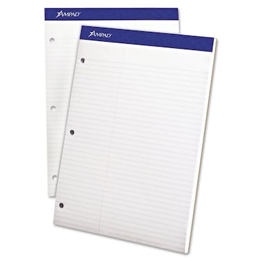 Ampad 20345 Double Sheets Pad, Law Rule, 8 1/2 x 11 3/4, White, 100 Sheets