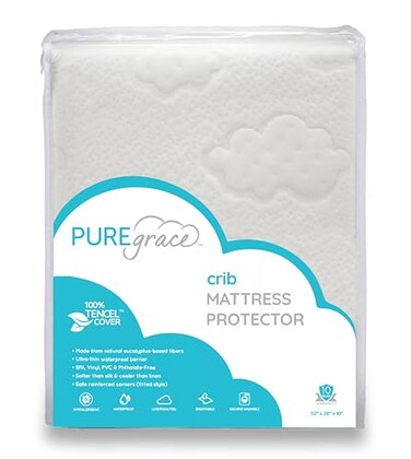 PUREgrace Tencel Mattress Protector (Crib &amp; Toddler) &ndash; Waterproof, Noiseless, Breathable Cover with Deep-Pocketed Corners for Cribs and Toddler Mattresses