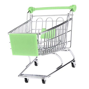 Mini Shopping Cart Miniature Supermarket Handcart Shopping Utility Cart Storage Toy for Kids - Green