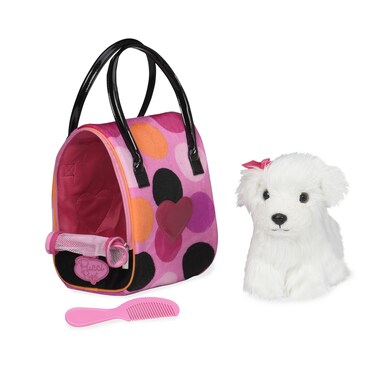 Pucci Pups &ndash; Bichon Fris&eacute; Stuffed Puppy with Colorful Polka Dot Stuffed Animal Bag (ST8356Z)