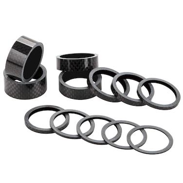 RouLiPouLi 12 Pieces Bike Headset Spacer Carbon Fiber Bicycle Front Fork Stem Spacers Fit 1 1/8-Inch Stem, 1 2 3 5 10 15 mm