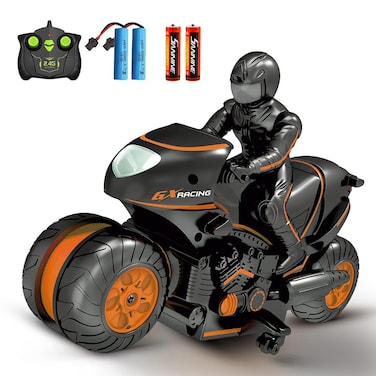 Sinovan RC Motorcycle Remote Control Motorcycles,High Speed Rc Car Remote Control Car,2.4Ghz 360&deg; Rotating Drift Stunt Car Motorbike for Kids Age 4,5,6,7,8 and Up Year Old(Orange)