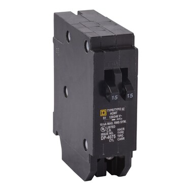 Square D by Schneider Electric HOMT1520CP Square D Homeline, Single Pole Tandem Circuit Breaker, 1 Count (Pack of 1), Black