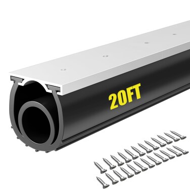 Garage Door Seals Bottom Rubber - Universal Garage Door Bottom Seal Weatherstrip Weather Stripping with Aluminum Track Retainer, Combination Weatherproofing Garage Door Seal Kit (20FT)