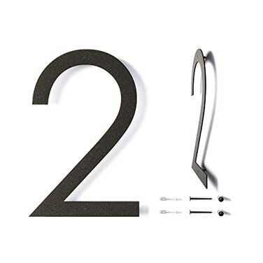 12 Inch Modern Floating House Numbers for Outside   Large Metal House Numbers for Outdoors   Black Coated Rust-Proof Home Address Numbers/Plaques   Metal Numbers