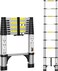 BOWEITI 16.5FT Telescoping Ladder A Frame, Aluminum Heavy Duty Telescopic Extension Ladder Non-Slip Feet for RV, Household, Outdoor(Orange)
