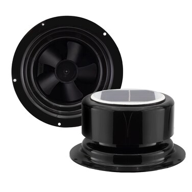 RecPro RV Solar Ventilation Fan   Solar Powered Ceiling Vent with Fan   For RV, Marine, Camper, Shed, Trailer (Black)