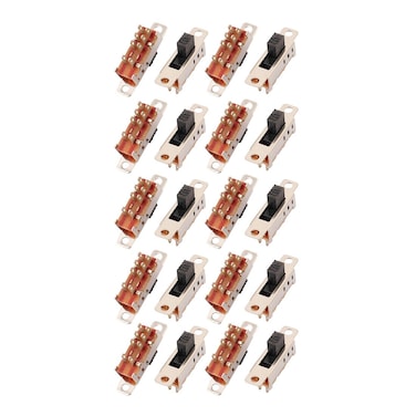 uxcell 20Pcs 3 Position 8P DPDT Panel Mount Micro Slide Switch Latching Toggle Switch
