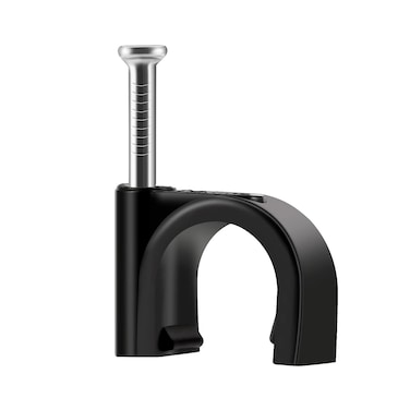 ERKXD Cable Clips Black with Steel Nails 10mm Wire Clips to Wall, Black Round Cable Nail Clips (Black 0.39in/10mm)