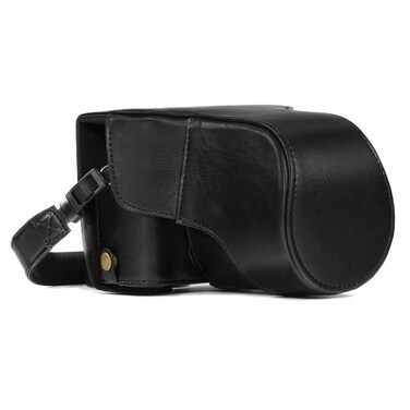 MegaGear MG981 Ever Ready Leather Camera Case and Strap for Fujifilm X-T30, X-T20, X-T10 (16-50mm / 18-55mm Lenses) - Black