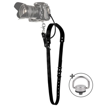 Leather Camera Strap for One Camera - Professional Single Leather Harness Shoulder Strap Quick Release Gear DSLR/SLR