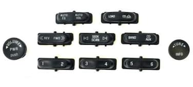 Radio Button Replacement &amp; Knob Complete 10 Piece Set Fits 2003-2007 General Motors 6CD AM-FM