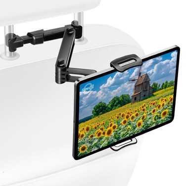 Tablet Holder for Car Headrest, iPad Holder Car Backseat Mount Adjustable [3 in 1 Extension Arm] 360&Acirc;&deg; Rotating Long Road Trip Essentials, for iPad Pro, Air, Mini, Galaxy, Fire, 4.7-12.9" Tablets