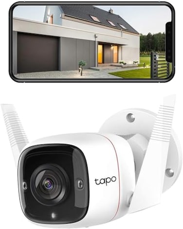 Tapo TP-Link 2K Security Camera Outdoor Wired, IP66 Weatherproof, Motion/Person Detection, Built-in Siren w/Night Vision, Cloud/SD Card Storage, 2-Way Audio, Works w/Alexa &amp; Google Home C310