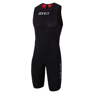 ZONE3 Men's Streamline Sleeveless Swimskin (Black/Red, X-Small)