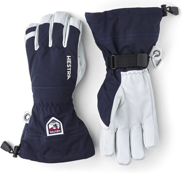 Hestra Army Leather Heli Ski Glove - Classic 5-Finger Snow Glove for Skiing, Snowboarding and Mountaineering, Navy, 6