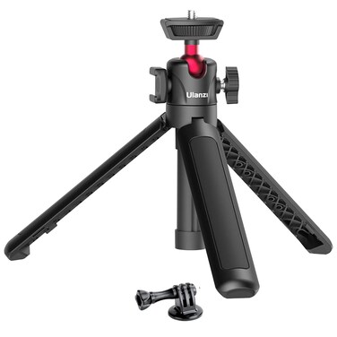 MT-16 Extendable Mini Camera Tripod, 4 Levels Adjustment 360&Acirc;&deg; Ball Head Cold Shoe Lightweight Portable Vlog Travel Selfie Stick Handle Grip Desktop Webcam Tripod for DSLR Action Camera