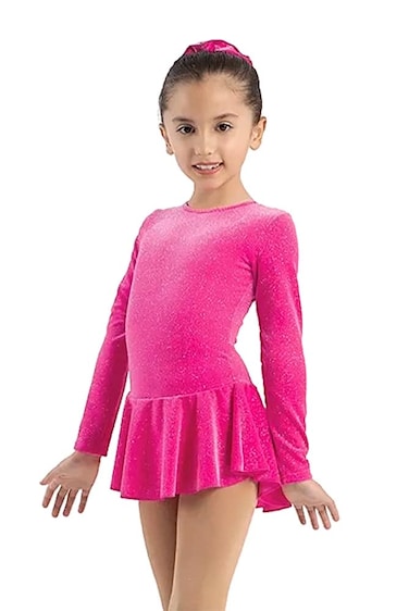 Mondor 2711 Pink Glitter Born to Skate Glitter Velvet Figure Skating Dress SP
