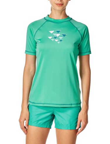 Kanu Surf Women's Marina UPF 50+ Short Sleeved Active Rashguard &amp; Workout Top, Gillian Lagoon, Small