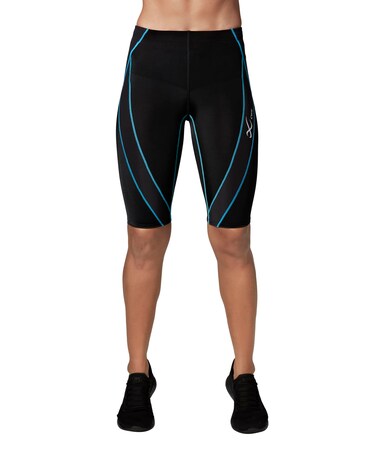 CW-X Women's Endurance Generator Muscle &amp; Joint Support Compression, High Performance Shorts for Running and Weight Lifting, Black/Cyan, L