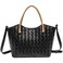 Genuine Leather Tote Bag for Women - Woven Cowhide Handbag, Elegant Crossbody Bag, Versatile with Adjustable Strap (Black)