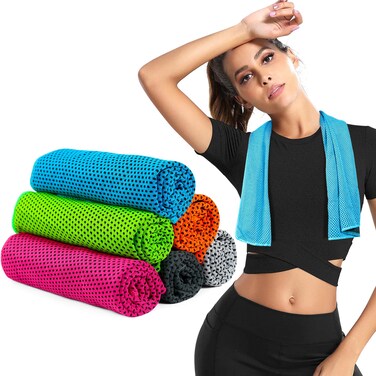 INNOLIFE 6 Pack Cooling Towels Breathable Ice Towel for Sports, Gym, Fitness, Running, Hiking, Yoga (Multicolor)